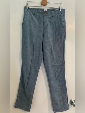 GAP Girlfriend Fit Khaki Straight-Leg Pants in Slate Blue Tall